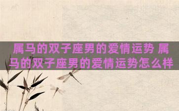 属马的双子座男的爱情运势 属马的双子座男的爱情运势怎么样